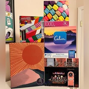 FIVE (5) Jigsaw Puzzles Lot Bundle Set 300, 500, 1000 Pieces